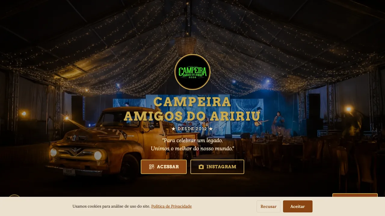 Screenshot do sistema Campeira Amigos do Aririu — gestão de sócios e acesso via QR Code